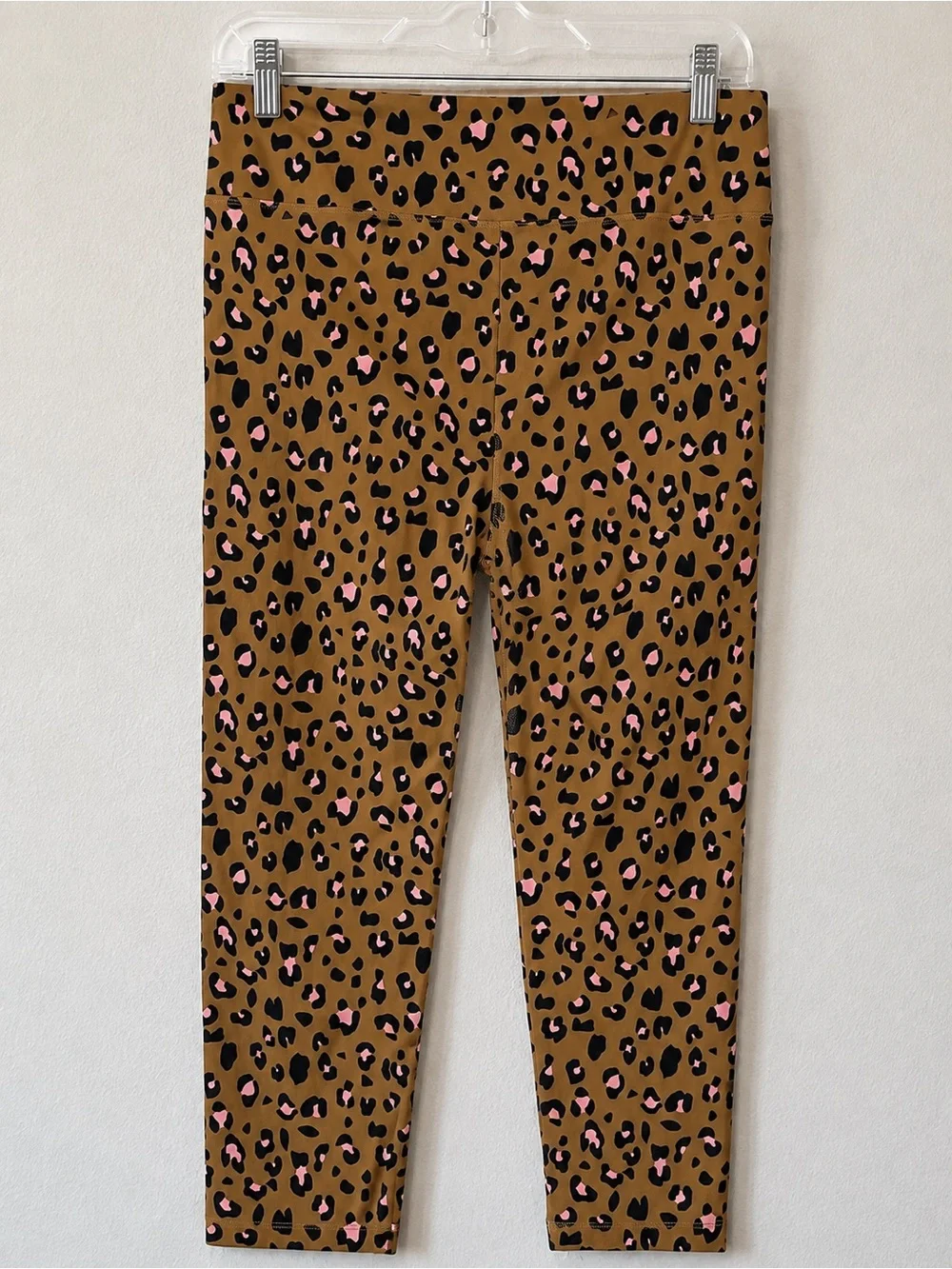 Women’s J.Crew Leopard Print Leggings Brown Black Pink Accents SZ Med